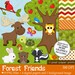 Forest Friends - Digital paper and clip art set