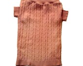 X Large Pink Cable Knit Designer Dog Sweater, Handmade Pet Puppy Apparel Clothes