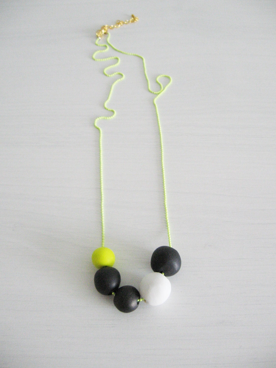 Black neon necklace - fall trends- neon yellow, black gray  " Round and round"
