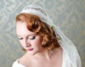 Morgan - Juliet Cap, Vintage Style Handmade Lace Fingertip Veil Juliet Cap Mantilla