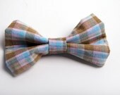 Pink Blue Brown Plaid Bow Tie - Baby Toddler Child Boys -Wedding - photo prop