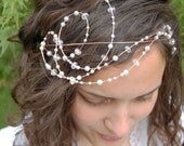 Rose gold headpiece, wedding headband with crystal and pearls, tiara, pink hairpiece, fairy wedding - MAELLE