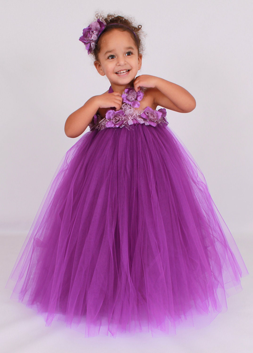 Flower Girl Tutu Dress - Purple Pizazz - 12 Month to 2 Toddler Girl