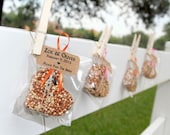 50 bird seed hearts in eco-friendly cello - personalized, birdseed wedding favor, love birds