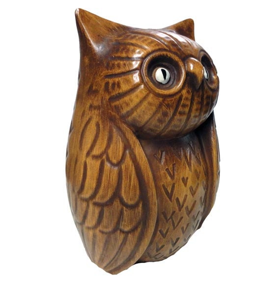 Vintage Owl Bank - Ceramic Figurine, 1960s 1970s Vintage California Coin Bank - AGoGoVintage