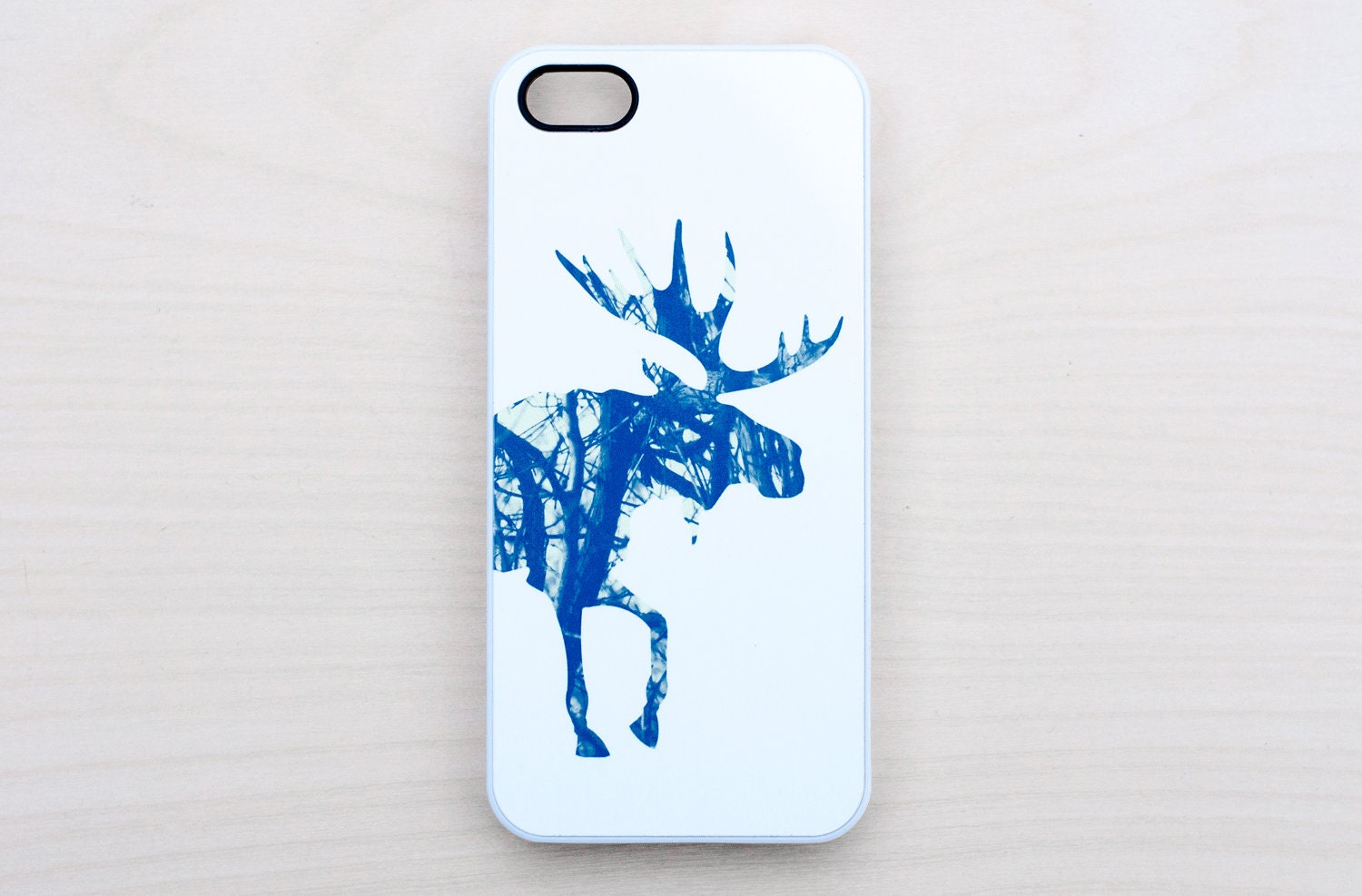 Moose iPhone 5 4 4S Case Art New iPhone 4 Fall Animal Nature Trees Blue Yellow Silicone