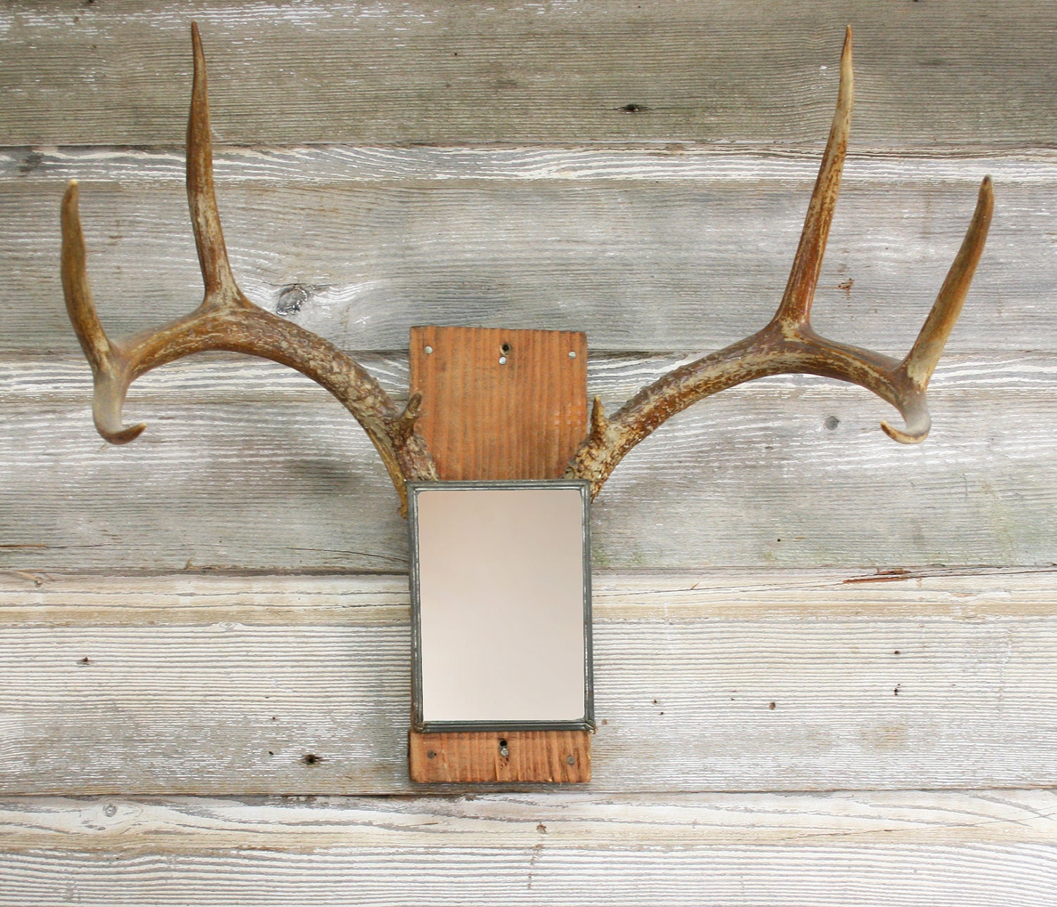 Vintage Antler Mirror -- Rustic Cabin Mirror