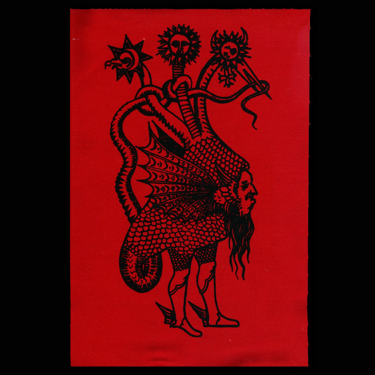 ALCHEMICAL DRAGON Screenprint Back Patch Sew On Patch Printmaking Art On Textile Punk Patch Large Patch Art Patch Metaphisical Alchemy