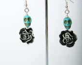 Flowering Skull, Day of the Dead inspired creepy cute Earrings.