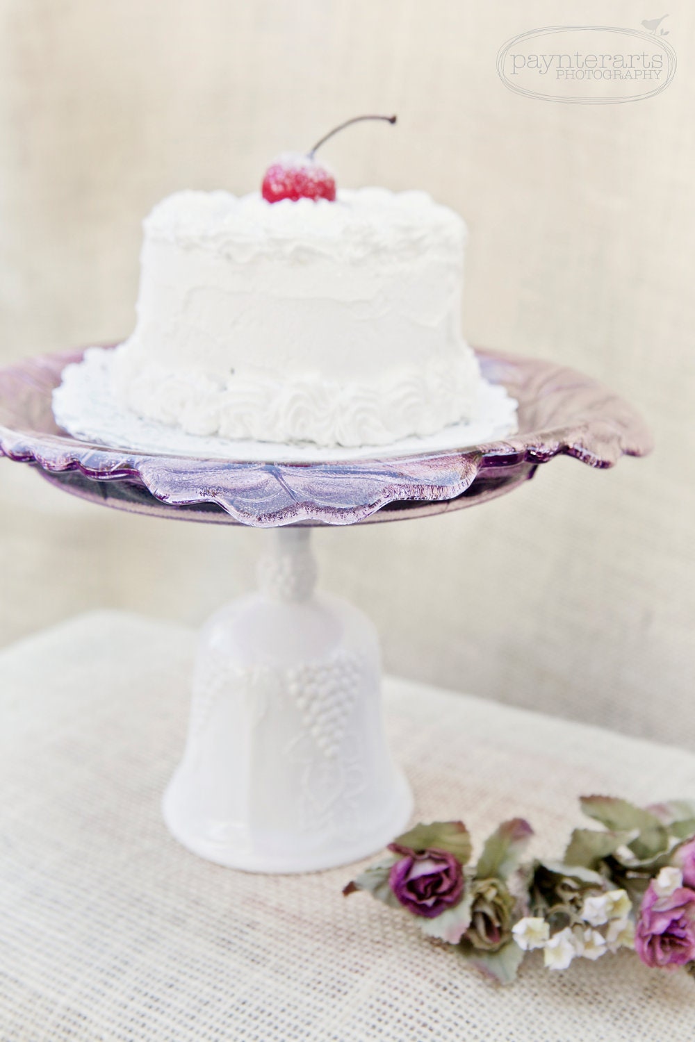 Purple and White Cake Stand Cupcake Stand