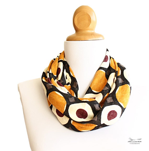 Infinity scarf for women - Retro orange jersey circle scarf