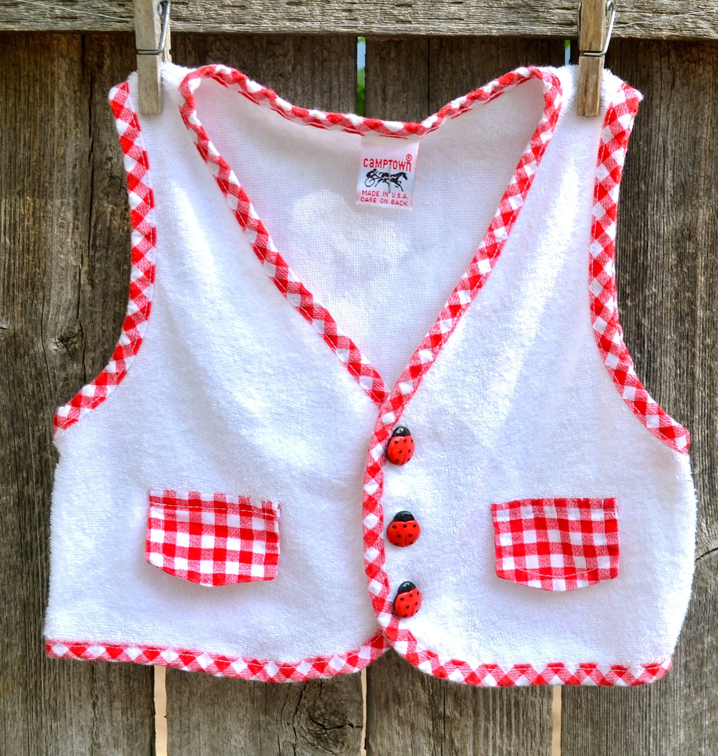 Vintage Baby Vest Gingham Size 12 Months SALE