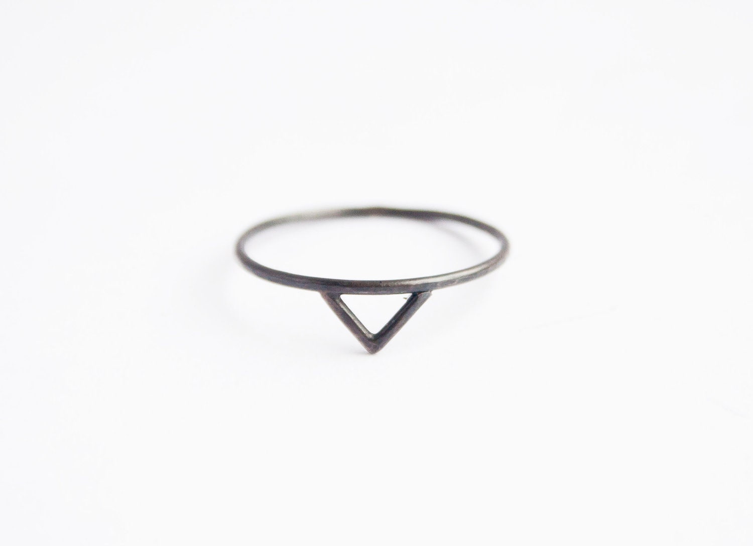 Black Spike Ring, thin silver ring, stackable ring, chevron ring, triangle ring, simple, everyday ring