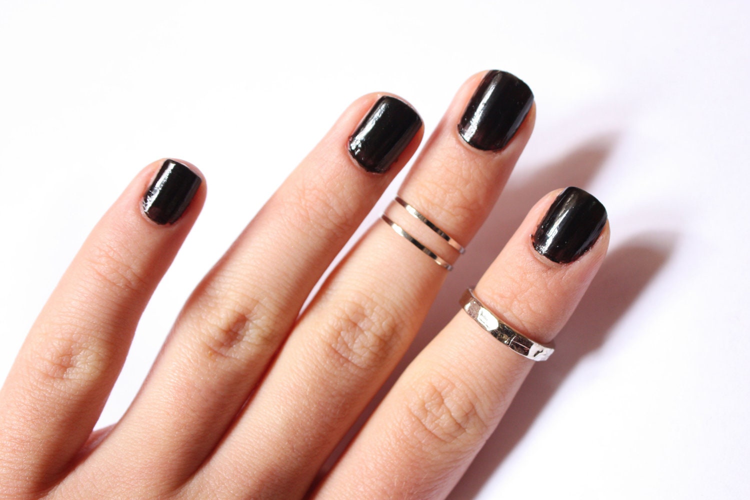 3 Above the Knuckle Silver rings - Z Chrome Silver Combo - set of 3 stackable midi rings