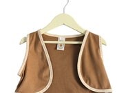 Brown Flannel Children Vest / Children Clothing / Kids Clothing  / Vest With Stitched Beige Ribbon Finish
