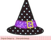 Halloween Witch Hat- 4x4 5x7 Machine Embroidery Applique Design