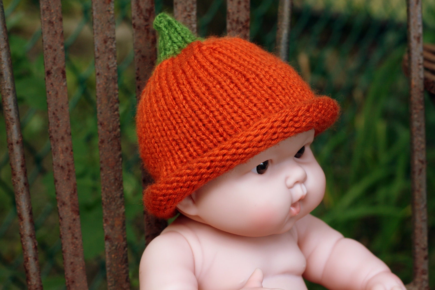 Halloween Pumpkin Hat - Costume Hat Knitted for Newborns
