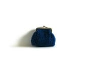 Coin Purse Knitted in IKB Blue Acrylic Wool Blend Yarn