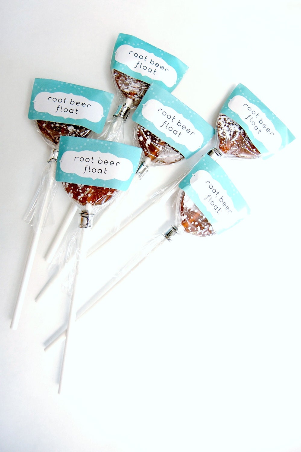 12 Root Beer Float Lollipops - gourmet hard candy suckers - root beer candy