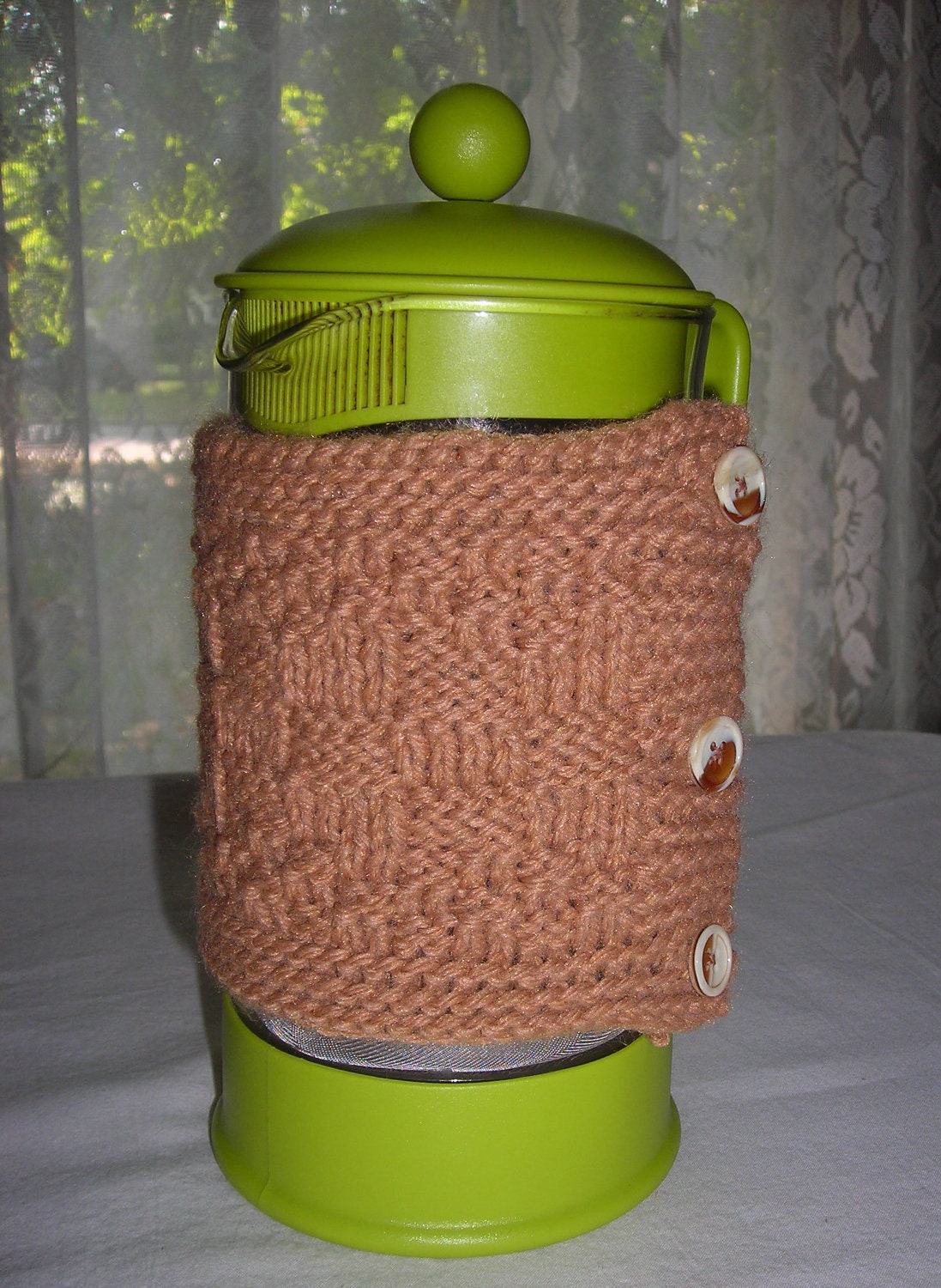 Check Knit French Press Pot Coffee Cozy - Choice of Color