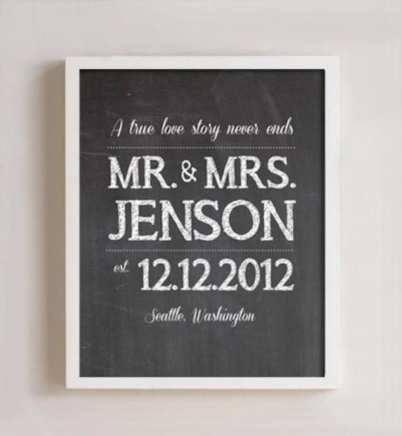 8 x 10 - Chalkboard Custom Wedding/Anniversary Print Il_570xn