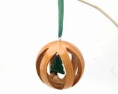 Holiday tree ornament - Yule tree - Christmas tree - Fir tree - gold cage Ornament - amberhlynn