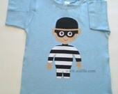 Size 4T Boys Robber Shirt Applique Tshirt Tee 3 4 Ready to Ship