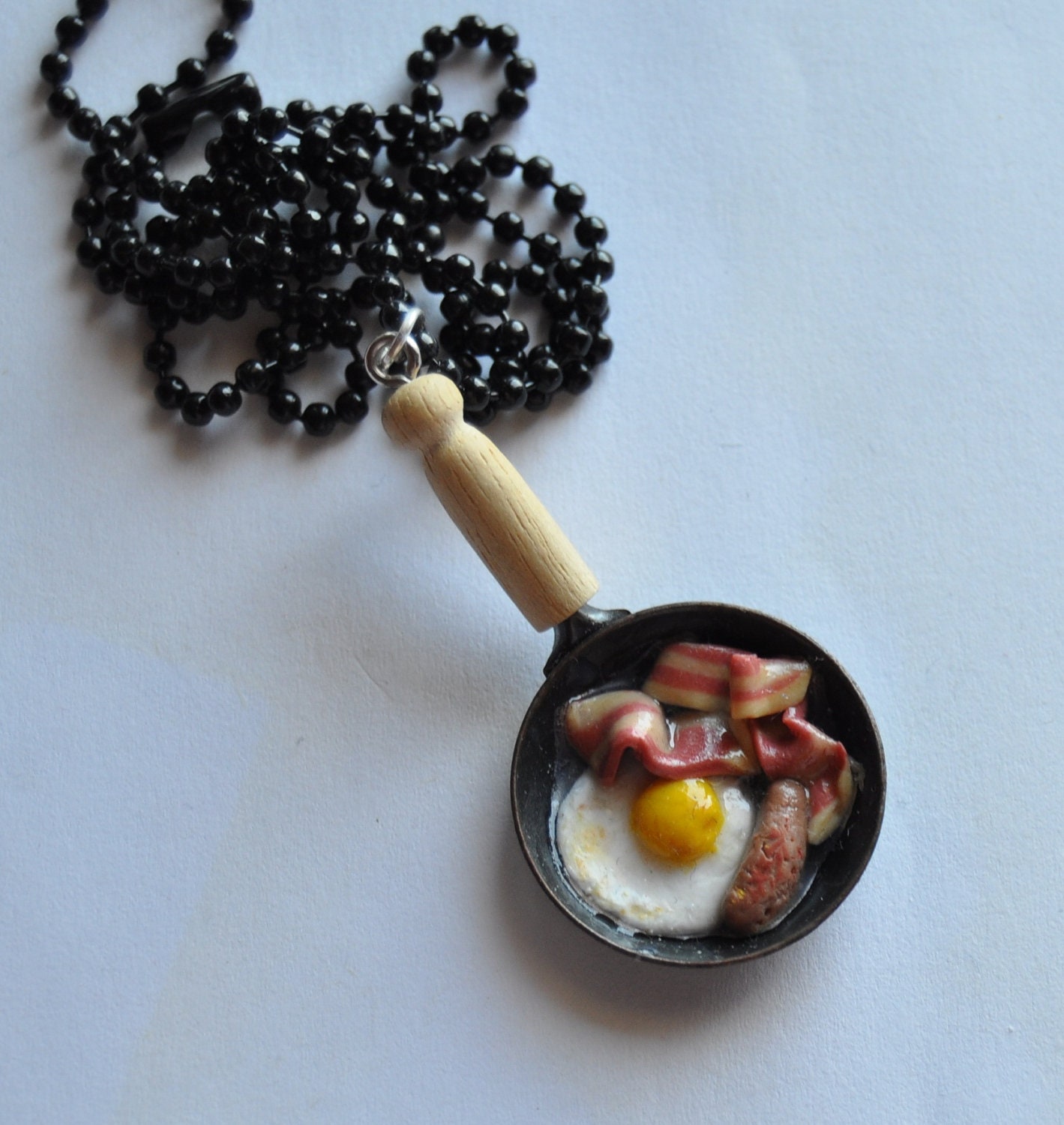 English breakfast necklace - handmade miniature polimer clay food jewelry