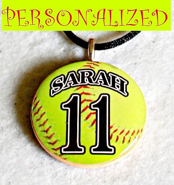 Personalized Softball Necklace Sports Pendant Great as Gifts or for Moms, Grandmas, Sisters
