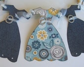 My Little French Dress Garland - Vintage Inspired Blue and Yellow Floral Il_170x135