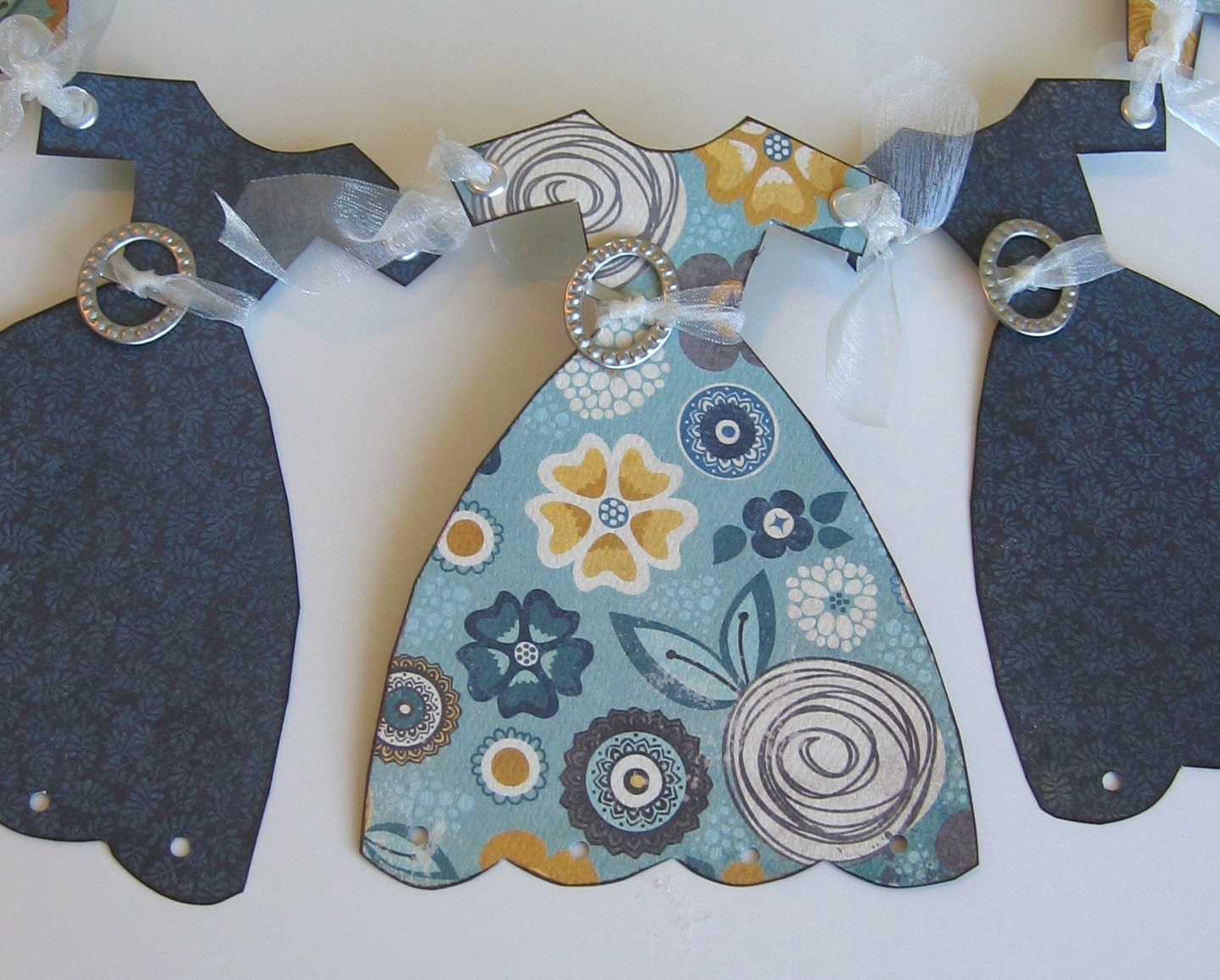 My Little French Dress Garland - Vintage Inspired Blue and Yellow Floral Il_570xn