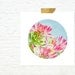 summer botanical print garden home decor vibrant pink blue green - Honeysuckle Circle