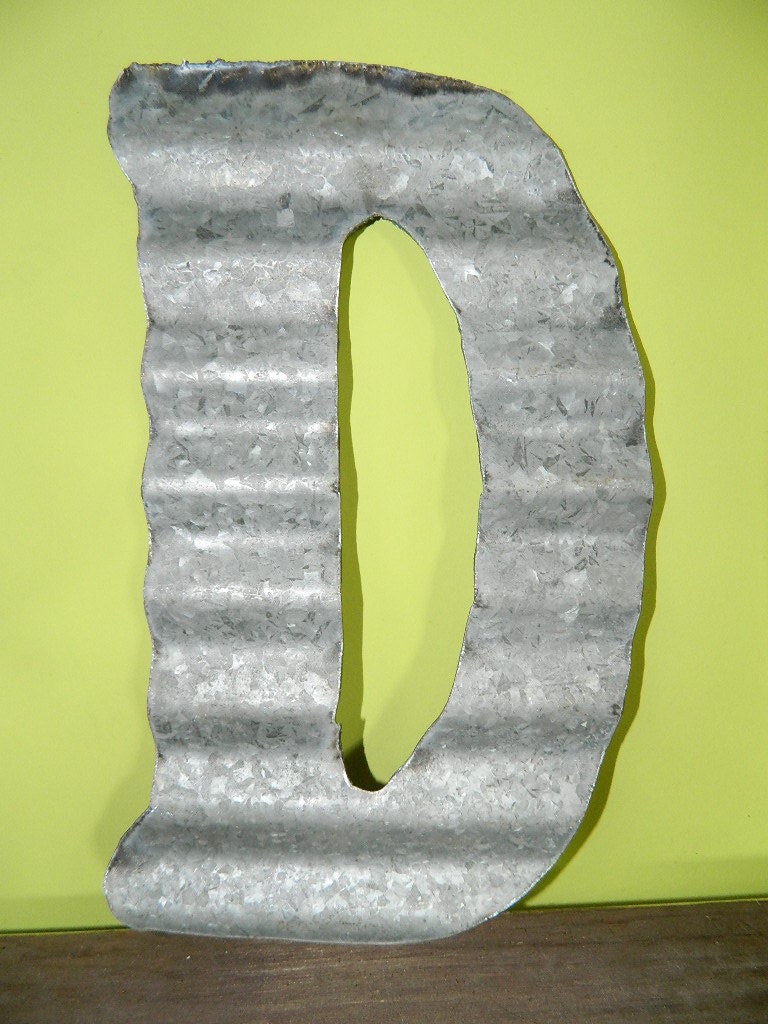 D - Vintage Antique Roofing Tin Letter D by JunkFX Free Shipping