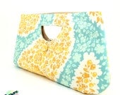 Classic Clutch Bag :  Jardin Teal and Mustard