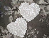 Set of 24 Scalloped Wedding Hearts Decorations - hand punched paper hearts for gift tags or confetti