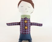 Friend the Boy Plush Doll Sleepy- Maroon/Blue Houndstooth Sweater