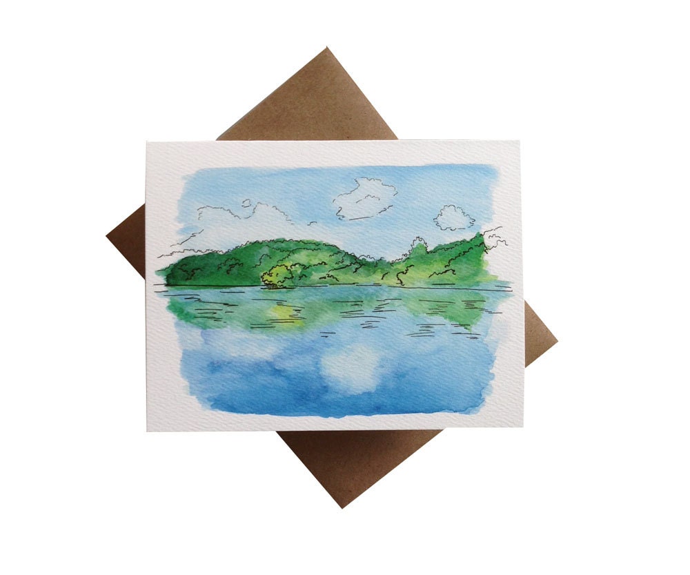 Watercolor Greeting Card - Jamaica Pond, Boston MA