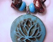 Ceramic Blue Lotus Raku Necklace