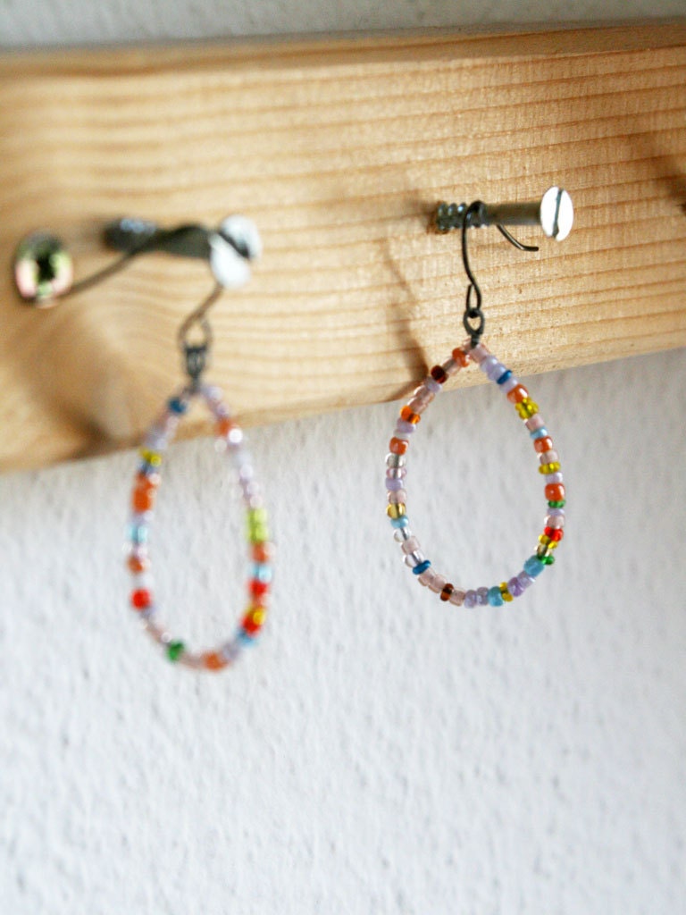 Simple. Random colours. Teardrop Hoop dangle earrings.