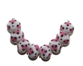 Lampwork beads - Pink Leopards - handmade glass bead set by K. Urato SRA