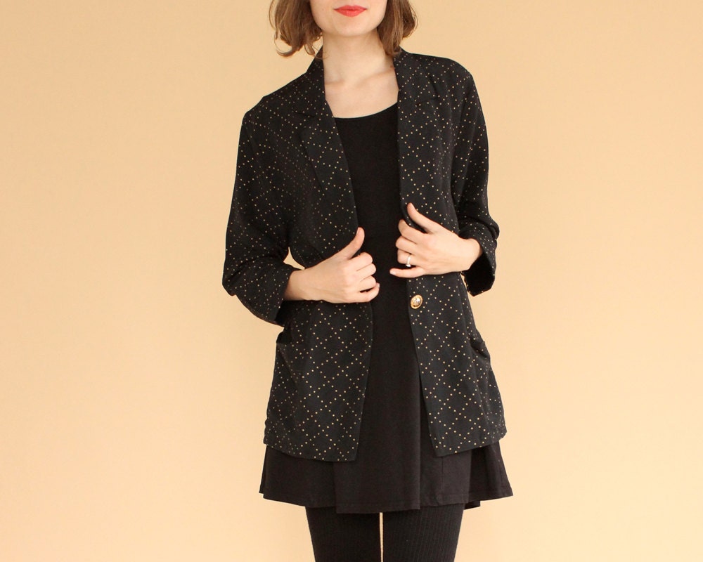 vintage 1980's metallic GOLD GEOMETRY rayon slouchy blazer