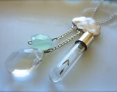 Daydream Believer Blue Aqua Cloud Dream Dandelion Wish Necklace