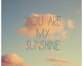 Nature Photography - Text - Type - Quote - Cloud -  Fine Art Photograph - You Are My Sunshine 2