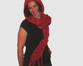 ONLY One Rust Red Hooded Scarf in Heavenly NZ Merino, Mohair and Silk Wool Blend - DISCOUNTED