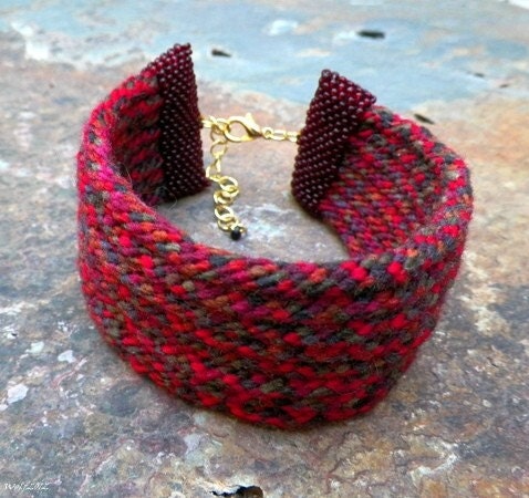 Rosa, handmade kumihimo cuff with beadwork