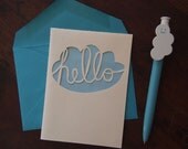 Papercut Card: Cursive Hello Cloud
