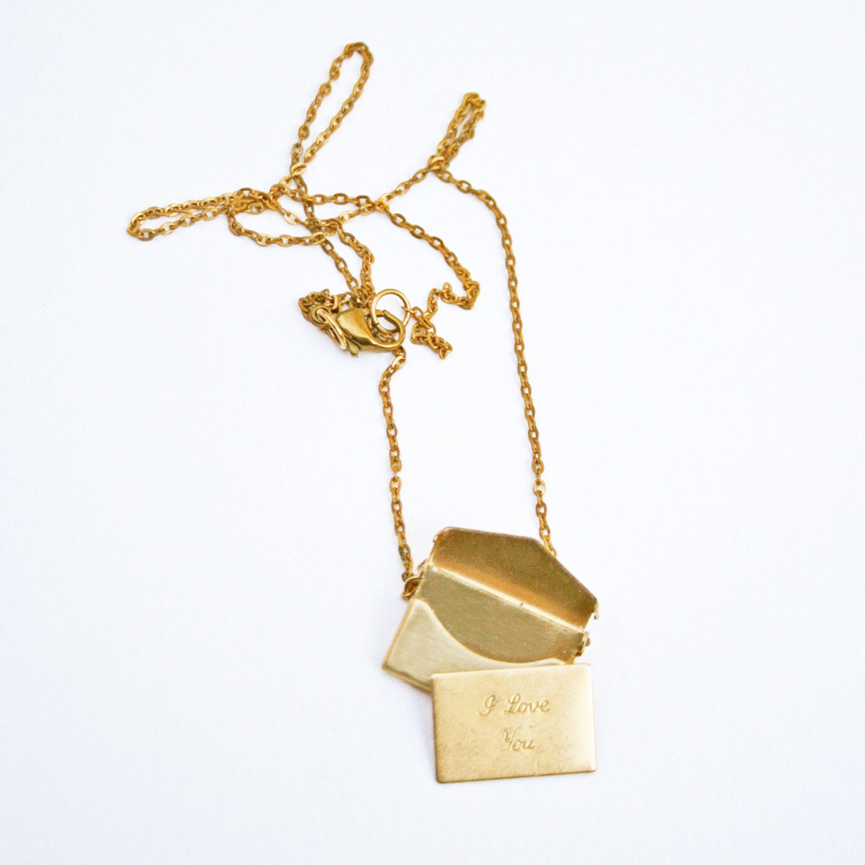 little love note - brass envelope charm on vintage chain