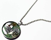 Steampunk Resin Pendant -  Altered Art Watch Parts Gear Guardian Angel Resin Pendant with 24 inch Ball Chain Necklace