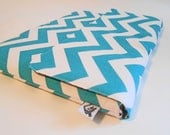 MacBook Air case, laptop cover for 11"- Custom sizing for Chrome Book available --- Turquoise chevron stripes