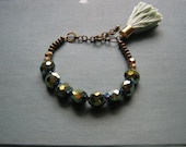 SALE - 20% off - Celadon Sparkle Tassel Bracelet